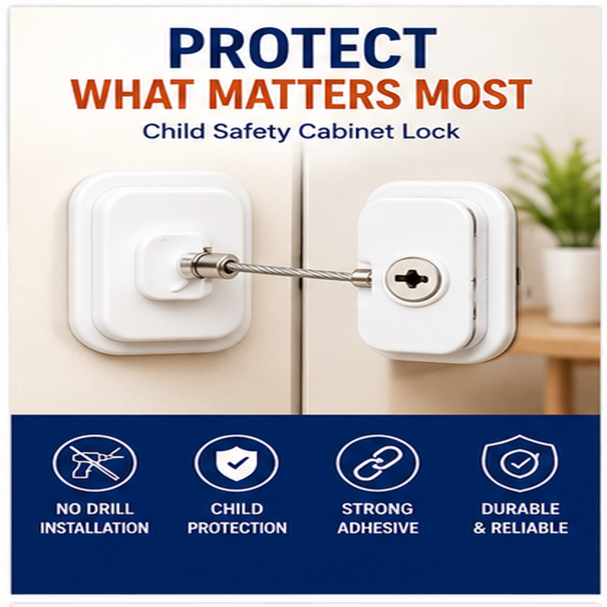 Premium Child Safety Cabinet & Drawer Lock with Key