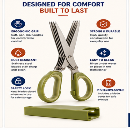 5-Blade Stainless Steel Herb Scissors