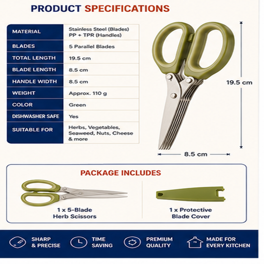 5-Blade Stainless Steel Herb Scissors