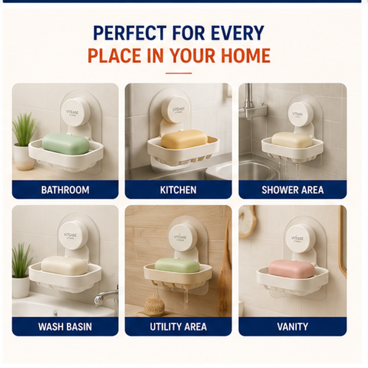 Wall Mounted Suction Soap Holder